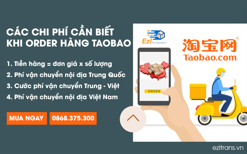 Các chi phí order hàng Taobao cần biết