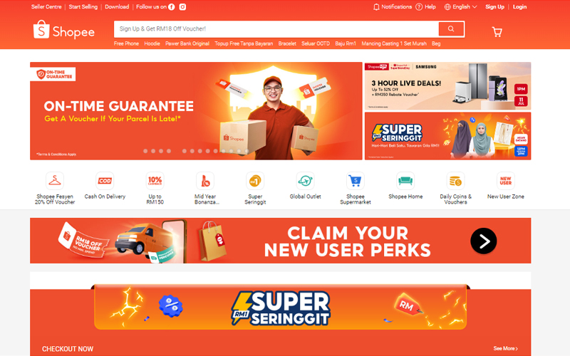 Giao diện trang web shopee.my