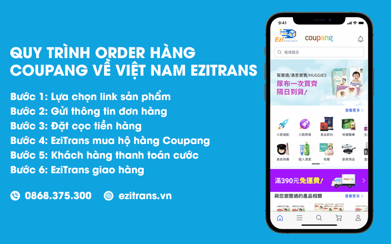 Quy trình order hàng Coupang về Việt Nam tại EziTrans