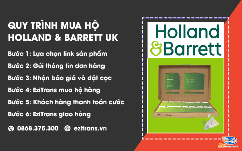 Quy trình order hàng Holland and Barrett UK tại EziTrans