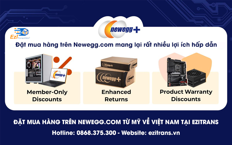 Đặt mua hàng trên Newegg.com mang lại rất nhiều lợi ích hấp dẫn