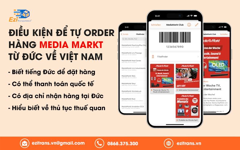 Điều kiện để tự order hàng Media Markt từ Đức về Việt Nam