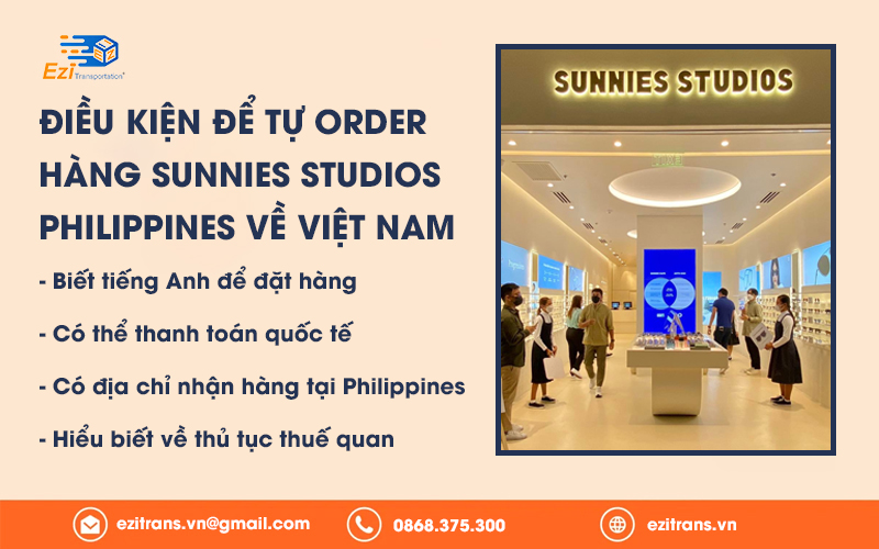 Điều kiện để tự order hàng Sunnies Studios về Việt Nam