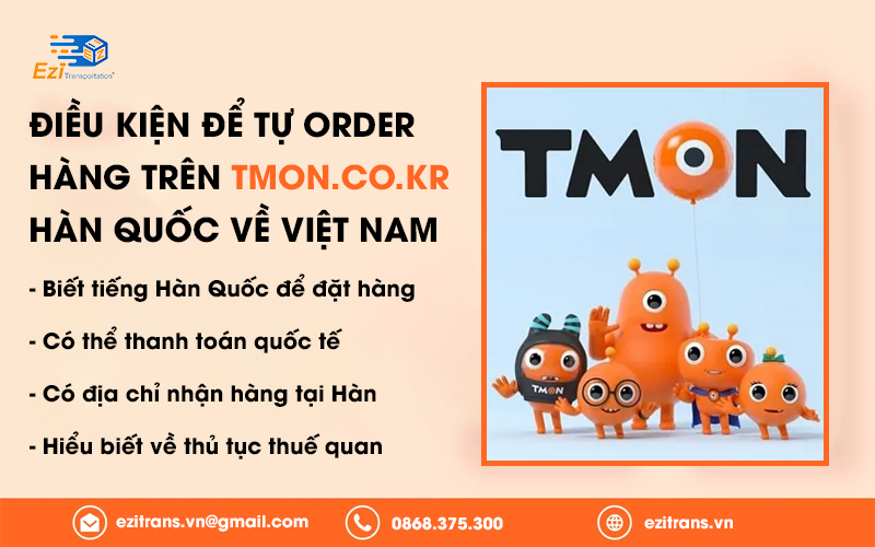 Điều kiện để order hàng Tmon Hàn Quốc về Việt Nam