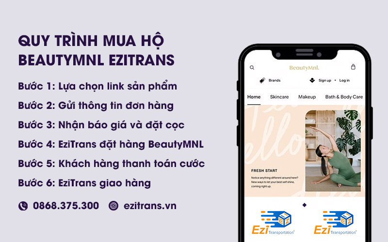 Quy trình mua hộ hàng BeautyMNL từ Philippines về Việt Nam tại EziTrans