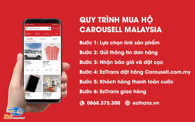 Quy trình mua hộ hàng Carousell Malaysia tại EziTrans