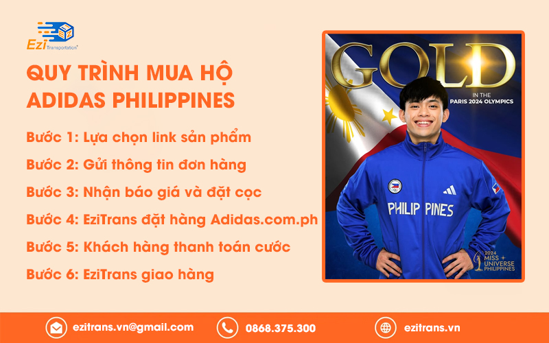 Quy trình order hàng Adidas Philippines tại EziTrans