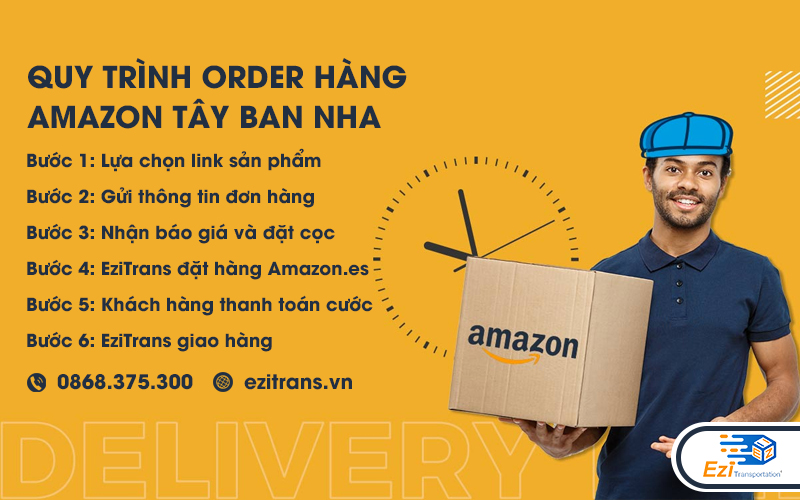 Quy trình order hàng Amazon Tây Ban Nha về Việt Nam tại EziTrans