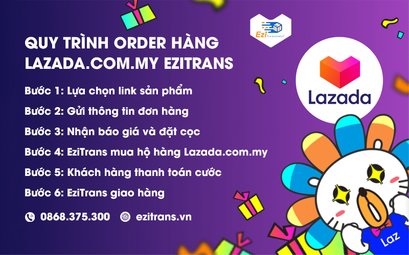 Quy trình order hàng Lazada Malaysia ship về Việt Nam tại EziTrans