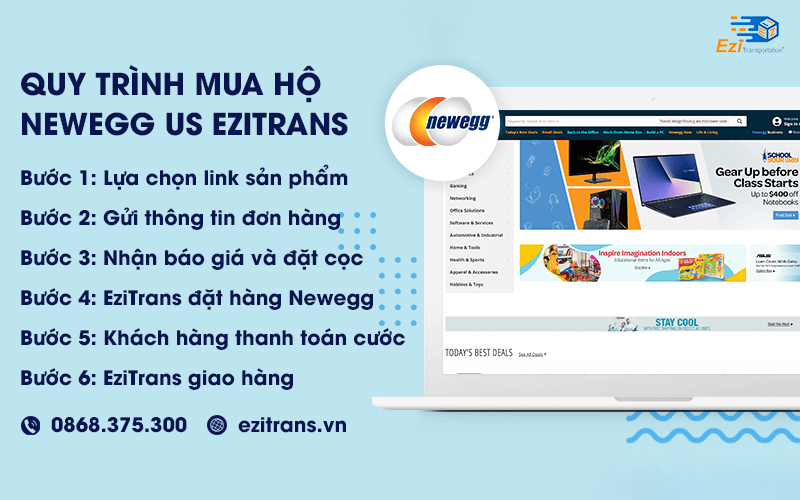 Quy trình order hàng Newegg.com từ Mỹ về Việt Nam tại EziTrans