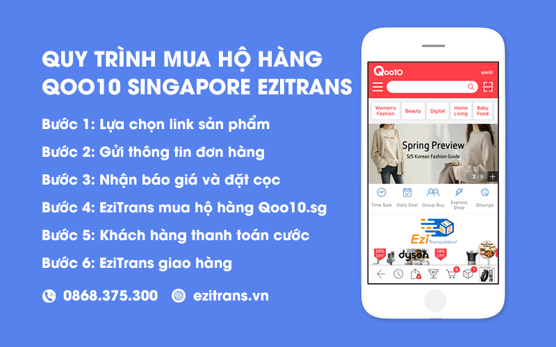 Quy trình order hàng Qoo10 Singapore về Việt Nam tại EziTrans