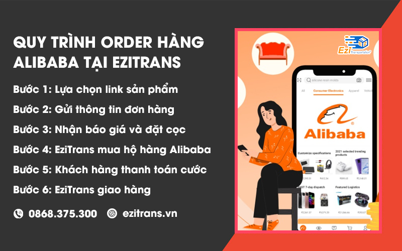 Quy trình order hàng Alibaba về Việt Nam tại EziTrans