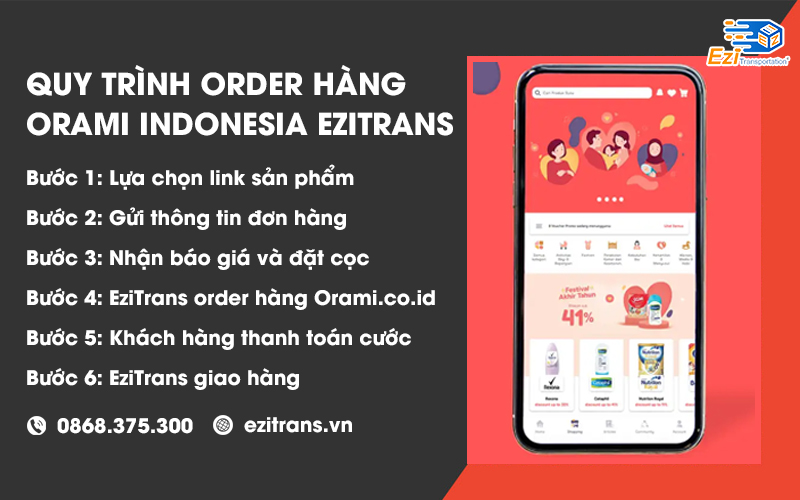 Quy trình order hàng Orami từ Indonesia về Việt Nam tại EziTrans