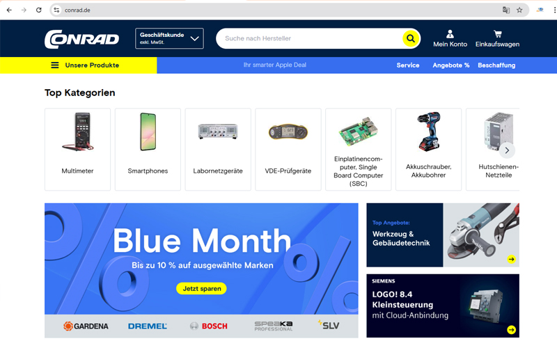 Conrad.de là trang web bán lẻ đồ điện tử kỹ thuật nổi tiếng của Đức Conrad.de là trang web bán lẻ đồ điện tử kỹ thuật nổi tiếng của Đức
