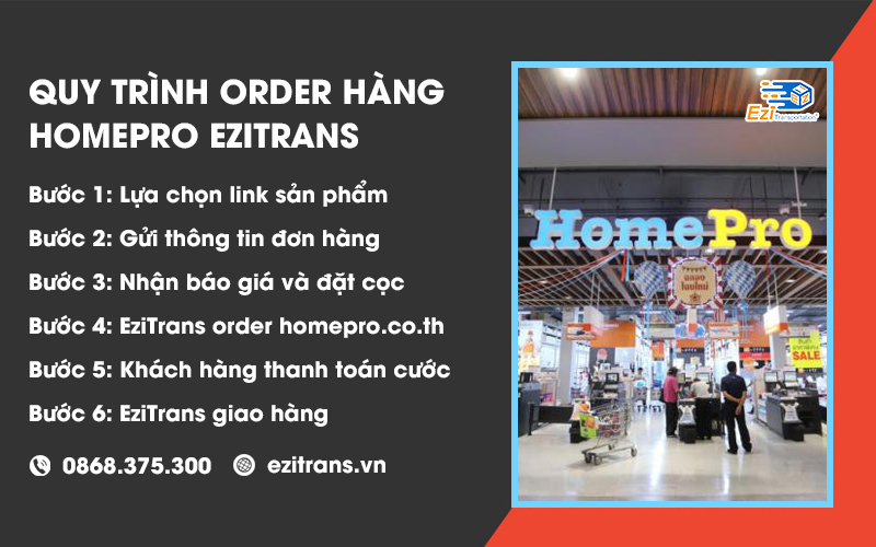 Quy trình order hàng HomePro từ Thái Lan về Việt Nam tại EziTrans
