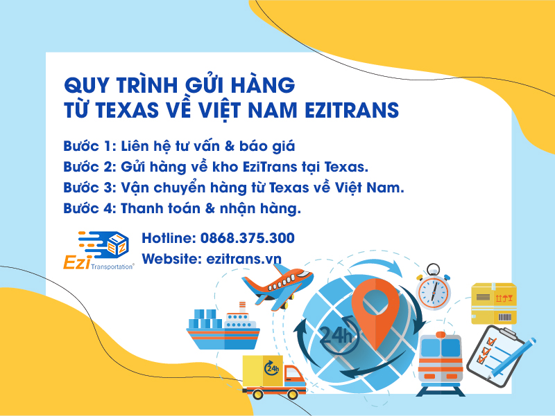 Quy trình gửi hàng từ Texas về Việt Nam tại EziTrans Quy trình gửi hàng từ Texas về Việt Nam tại EziTrans