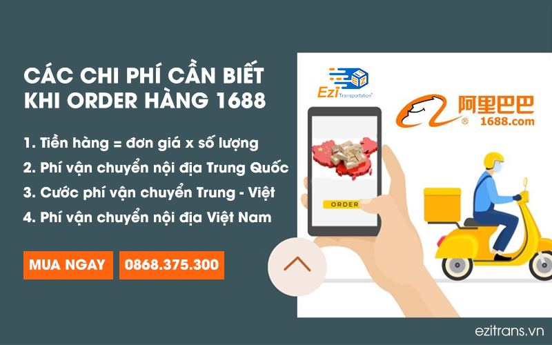 Các chi phí cần biết khi order hàng 1688