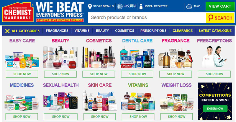 Tự order hàng Chemist Warehouse thông qua website