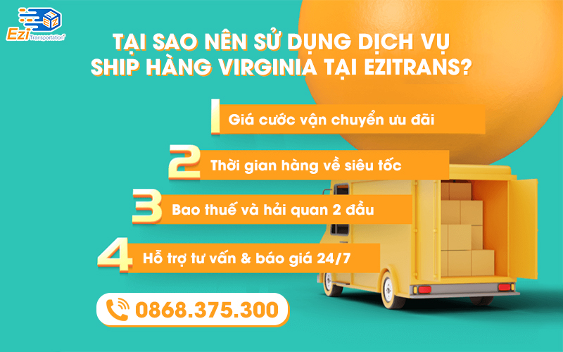 Ưu điểm dịch vụ ship hàng từ Virginia về Việt Nam EziTrans