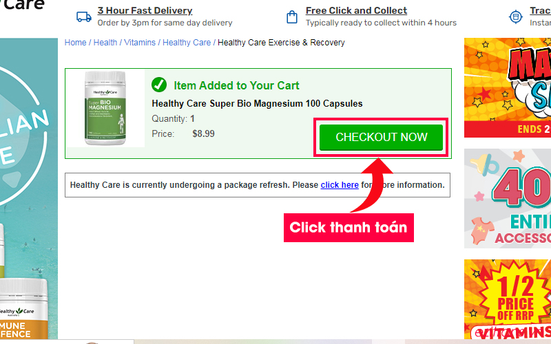 Click CHECKOUT NOW để bắt đầu tiến hành thanh toán Click CHECKOUT NOW để bắt đầu tiến hành thanh toán