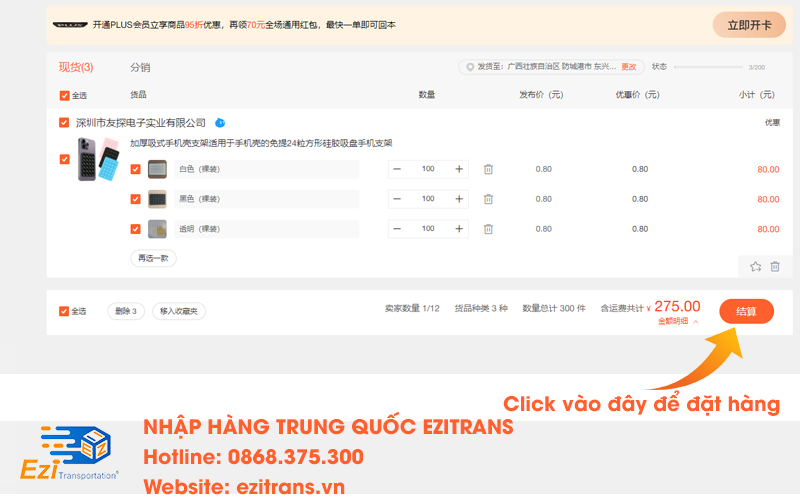 Chọn đơn hàng cần thanh toán
