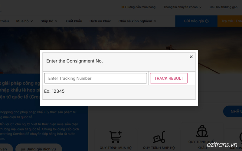 Tra cứu mã Tracking Number tại EziTrans
