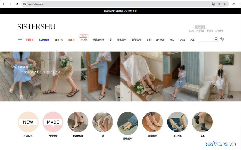 Order giày dép nữ trên website sistershu.com Hàn Quốc