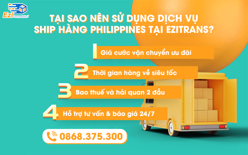 Ưu điểm dịch vụ ship hàng Philippines về Sài Gòn tại EziTrans