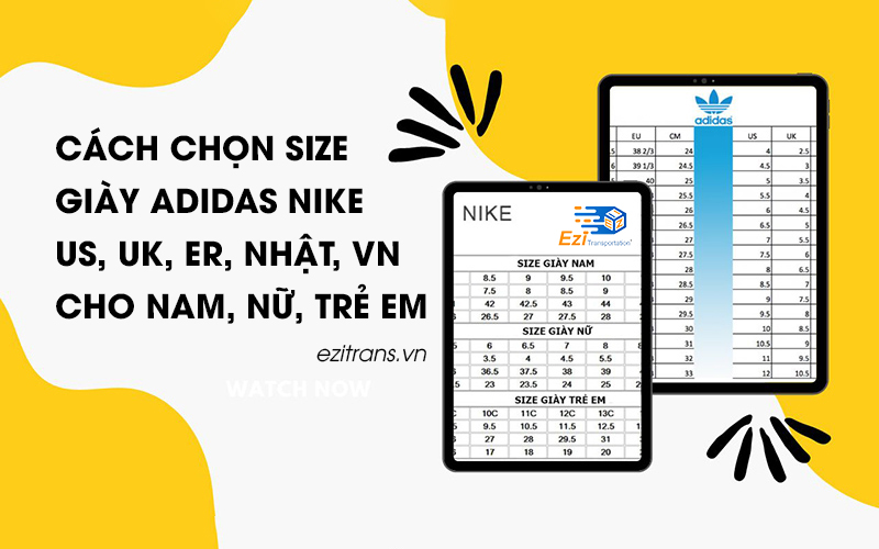 Cách chọn size giày Adidas, Nike cho Nam, Nữ và Trẻ em