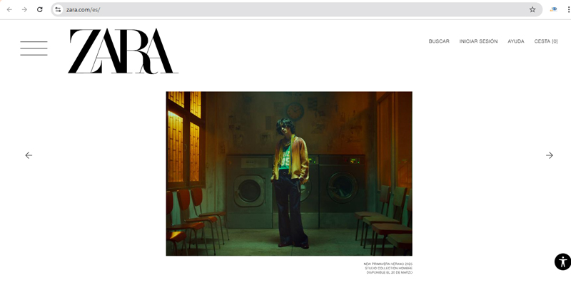 Truy cập vào trang web Zara.com/es