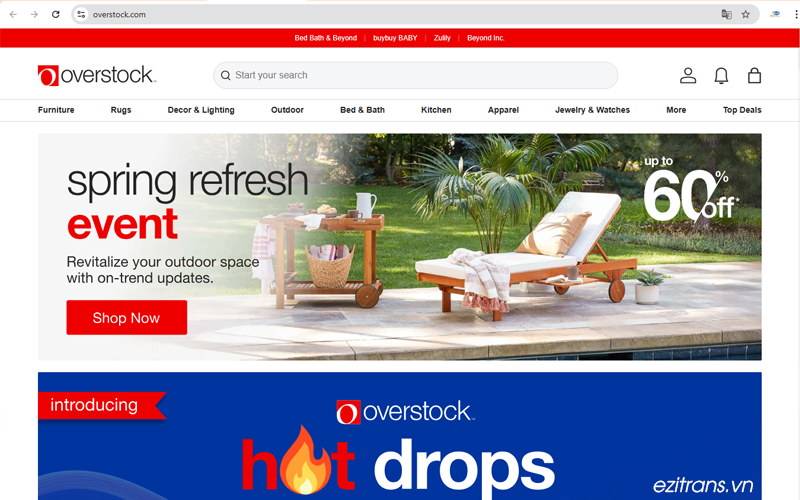 Overstock là một trang web thương mại điện tử nổi tiếng tại Mỹ Overstock là một trang web thương mại điện tử nổi tiếng tại Mỹ