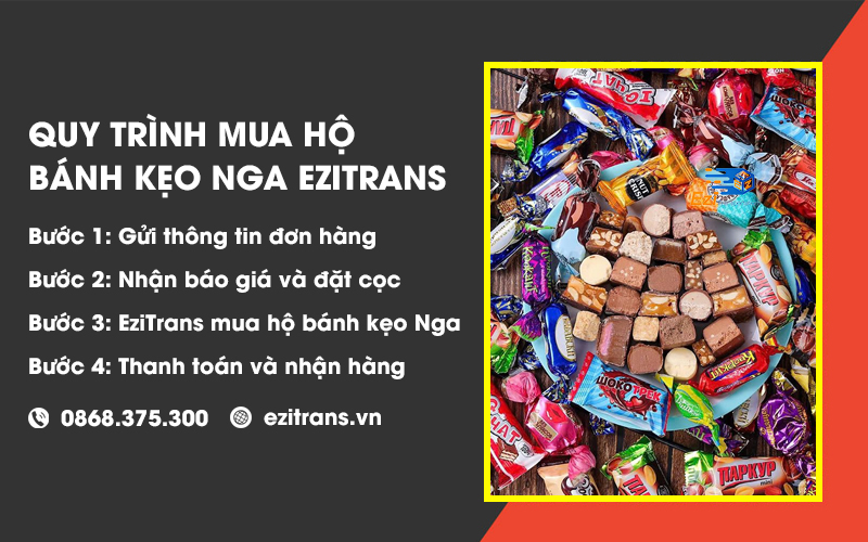 Quy trình mua hộ bánh kẹo Nga xách tay về Việt Nam tại EziTrans Quy trình mua hộ bánh kẹo Nga xách tay về Việt Nam tại EziTrans