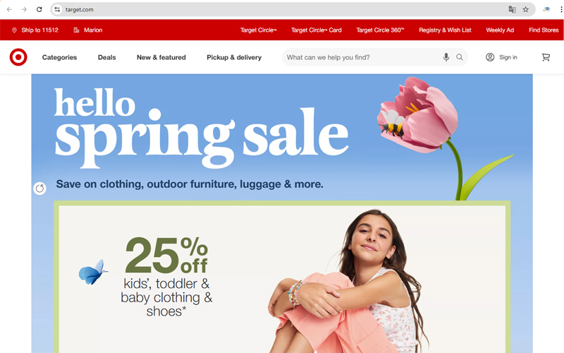 Target.com là trang web chính thức của chuỗi cửa hàng bán lẻ Target