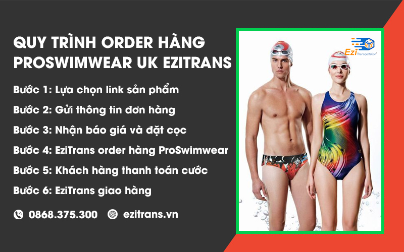 Quy trình order đồ bơi trên ProSwimwear UK về Việt Nam tại EziTrans