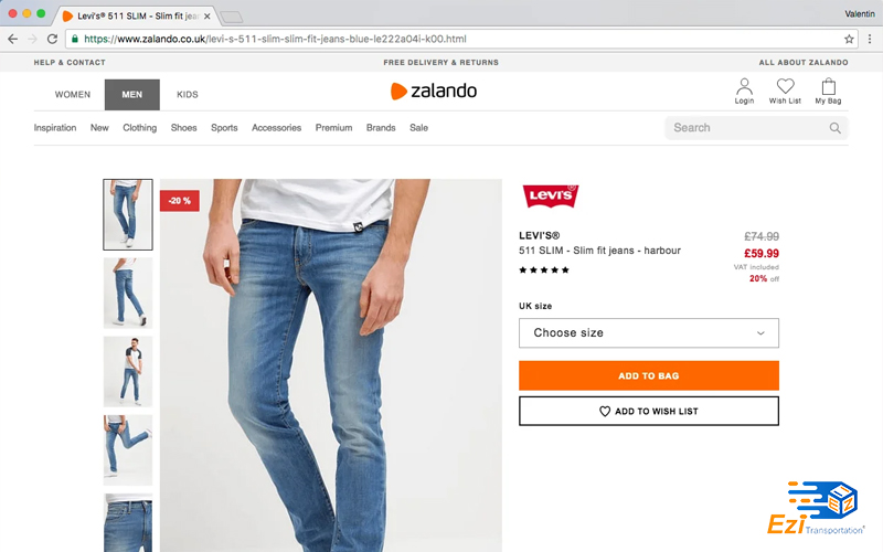 Zalando.co.uk là một trang web bán lẻ hàng thời trang trực tuyến nổi tiếng tại Vương quốc Anh