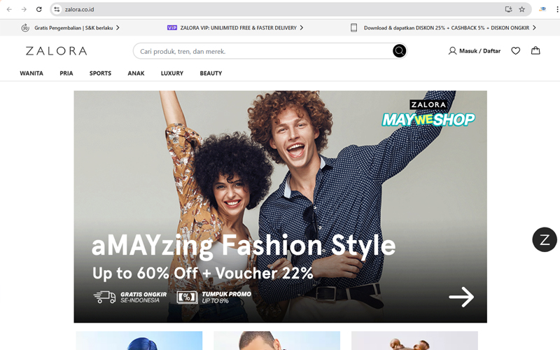 Zalora Indonesia là trang web chuyên bán hàng thời trang và phong cách sống