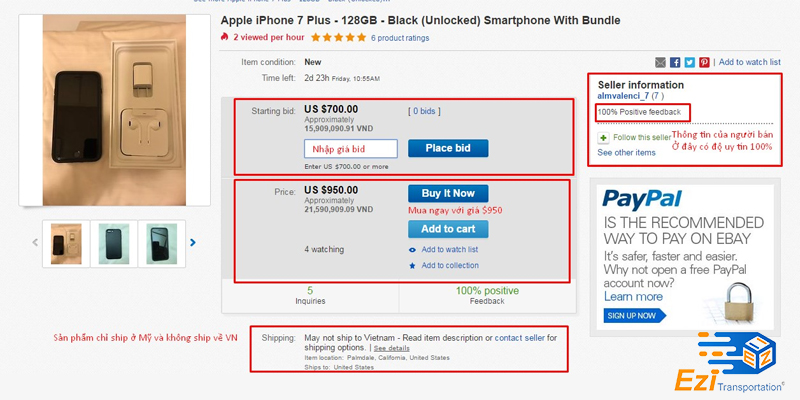 Cách đấu giá hàng trên eBay ship về Việt Nam