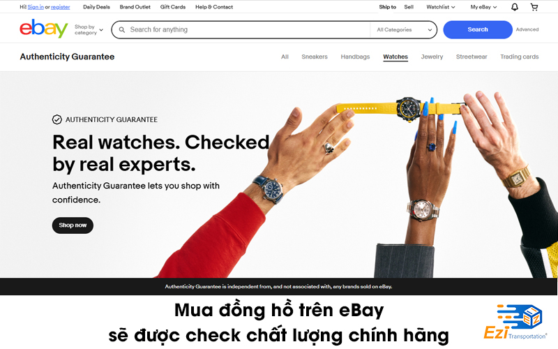 Mua đồng hồ qua chương trình Authenticity Guarantee eBay sẽ được check chất lượng