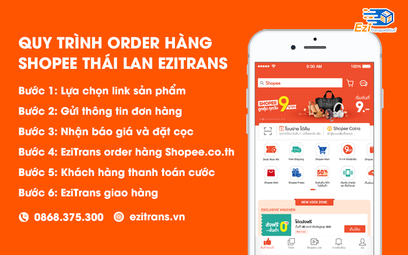 Quy trình order hàng Shopee Thái Lan về Việt Nam tại EziTrans
