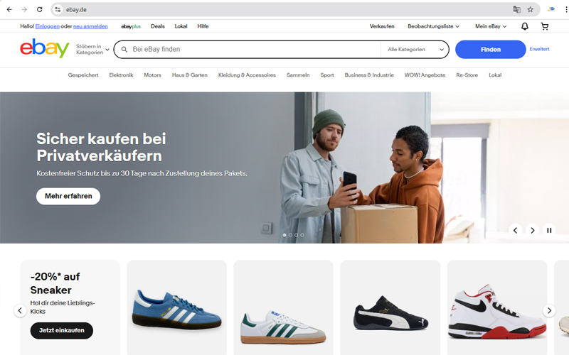 eBay.de là trang thương mại điện tử đấu giá uy tín tại Đức