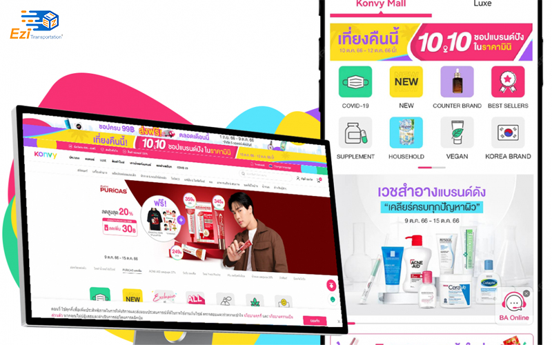 Konvy là một trong những trang web bán mỹ phẩm hàng đầu tại Thái Lan