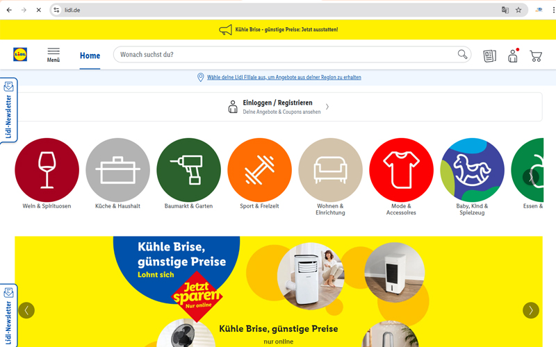 Lidl.de là nền tảng mua sắm trực tuyến của chuỗi siêu thị Lidl nổi tiếng của Đức