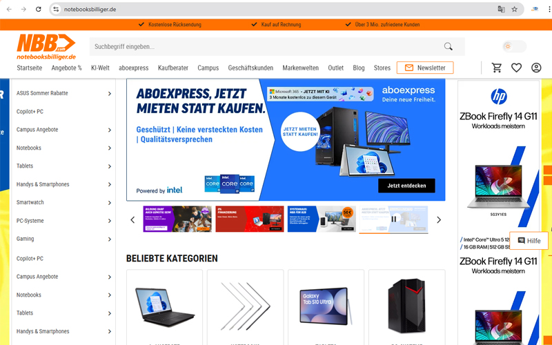 Notebooksbilliger.de là trang web bán lẻ đồ công nghệ hàng đầu tại Đức